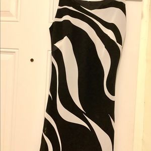 Mystic, black and white small/medium mid length spaghetti strap dress